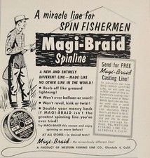 1954 Stampa Pubblicità Magi-Braid Spinline & Casting Fishing Lines Western Glendale, CA