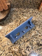 Scaffale vintage in legno per bambini - ritagli a cuore - blu - lungo 11,5" arredamento rustico carino