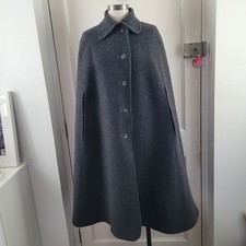 Cappotto mantello lana reversibile Wetherall vintage anni 60 70 grigio azzurro taglia unica