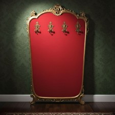 Appendiabiti Barocco Legno Dorato Pannello Velluto Rosso Grande Vintage Xx Sec.