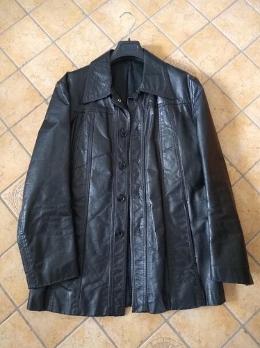 Giacca pelle nera vintage - pelle,