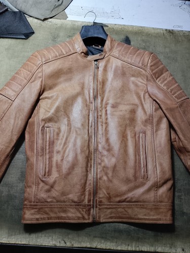 Giacca pelle marrone chiaro