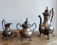 Servizio Da Caffè O Da Tè Inglese EPNS 3 Pezzi In Metallo Argentato