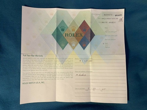 Rolex certificato garanzia - rolex,
