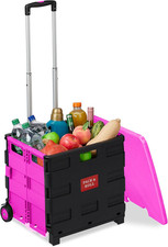 Carrello per Spesa Pieghevole, 35 Kg Max., Manico Telescopico E Coperchio, Carre