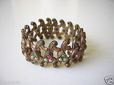 Antico Fisarmonica Braccialetto Stones Pink Verde & Perla Finta 14,7 G