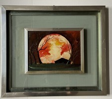 Quadro ad olio su tela Mario Pinizzotto 18x24cm paesaggio in cornice