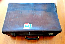 VINTAGE ANNI '30/'40 VALIGIA CUOIO c ETICHETTE CROCIERE ALBERGHI EPOCA daRESTAUR