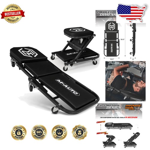 Folding garage creeper seat - folding,