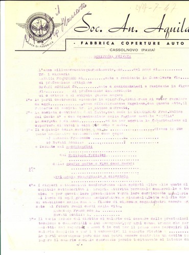 1947 cassolnovo bozza per - cassolnovo, (pv)
