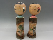 Set di 2 bambole kokeshi