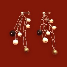 Orecchini Pendenti argento 925 onice Bianco DAVERI VICENZA 10 cm