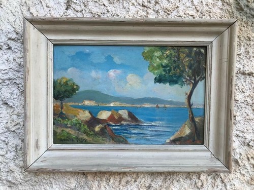 Antico quadro francese-Marina-