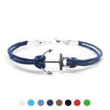 Bracciale con ANCORA argento corda Blu Turchese Nero braccialetto da Uomo Donna