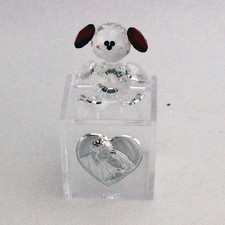 24201-rosso Bomboniere Scatoline in plexiglas con Orsetto in cristallo e piastra