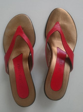 Sandali infradito donna rossi, ARTIGIANALI vera pelle. Usati in buone condizioni