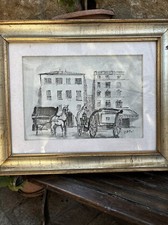 Dipinto Mauro Ziroli  Roma Carrozzelle 1977colore Misto E Sabbia