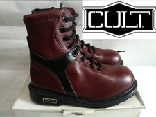 Cult Anfibio Stivale in Pelle Lacci Col. Bordeaux MADE IN ITALY N° 34  Nuovo