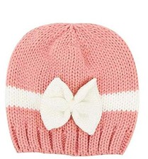 Cappello neonata cappellino per bimbi fiocco caldo tg unica colore rosa K.24410