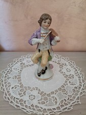 Vecchia statuetta violinista policroma in ceramica marchiata Capodimonte