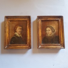 Antichi Piccoli Ritratti Olio su cartone 