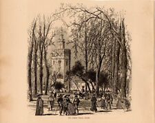 Stampa antica SIVIGLIA Sevilla Torre del Oro 1879 Antique Print Grabado Antiguo