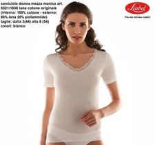 2 PEZZI LIABEL CAMICIOLA DONNA MEZZA MANICA 5321/1036 LANA COTONE CANOTTIERA
