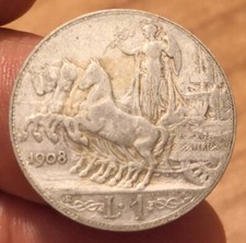Moneta 1 Lira 1908 Quadriga