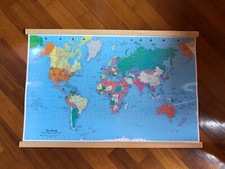 Cartina mappamondo quadro poster mappa stampa e legno dimensioni 70x48 cm