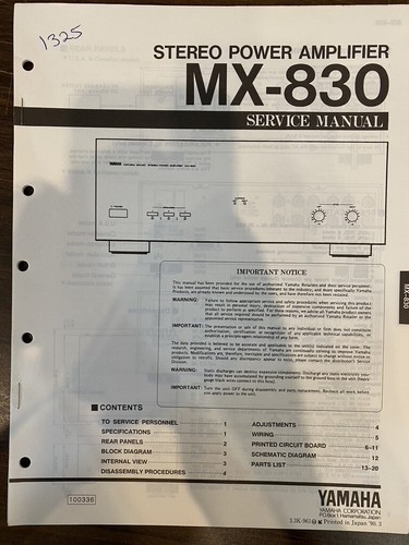 Yamaha 830 mx830 manuale di - yamaha,