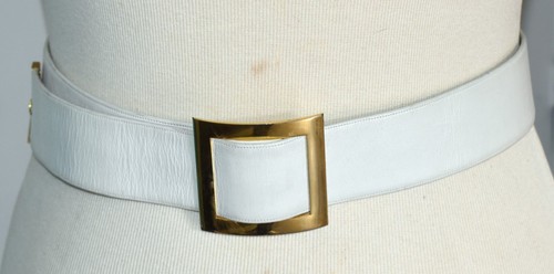 Ceinture cuir blanc chanel - en,