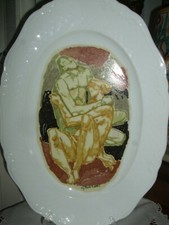 GIORGIO MICHETTI PIATTO VASSOIO PORCELLANA OPERA PITTORICA COPPIA ABBRACCIO C 34