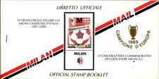 Libretto 10 Francobolli Milan Campione d'Italia 1987-1988 + 20 Chiudilettera