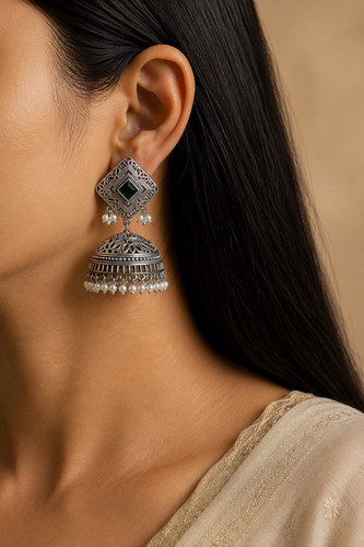 Orecchini jhumka argento - orecchini, in