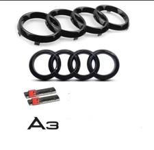 Kit Loghi logo audi A3 S3 8V 8Y nero lucido opaco anelli emblema Stemma Badge