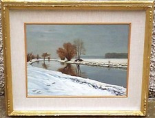 ROLANDO CROCIANI (1913-1981) - PAESAGGIO INNEVATO - VECCHIO QUADRO DIPINTO OLIO