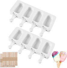 2 Set Stampi per Ghiaccioli in Silicone Con 100 Bastoncini Di Legno per Gelato