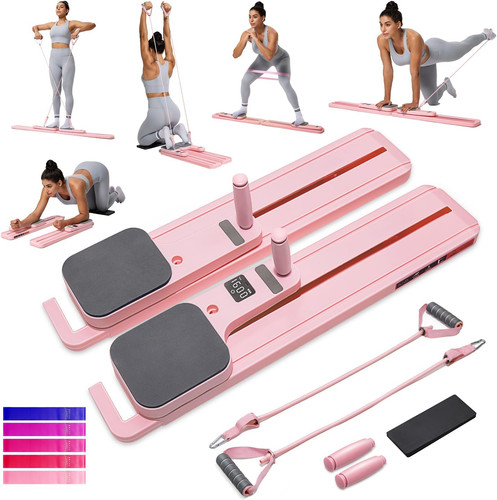 Pink portable pilates reformer - pink,