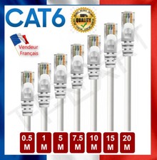 Cable reseau ethernet RJ45 CAT 6 PC ordinateur console 1, 1,5 , 2 ,  5, 10, 15m 