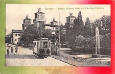 7058) FERRARA, CASTELLO ESTENSE VISTO DAI GIARDINI PUBBLICI. TRAM N° 15. ANIMATA