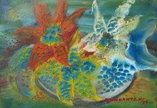 GIANDANTE X (Milano 1899-1984) VASO di FIORI dipinto pezzo unico cm 35x50 1975