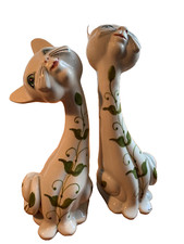 Preziosa coppia di Gatti in ceramica   -  arte artigianale. NUOVO.