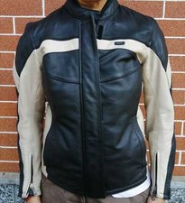GIUBBOTTO MOTO  IXS NERO E BEIGE PELLE DONNA TG 40