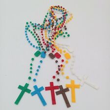 Rosario collana economico plastica bianco giallo azzurro verde marrone rosso flo