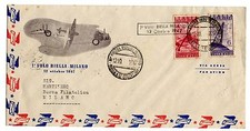 ITALIA REPUBBLICA, 1947, 1° VOLO BIELLA-MILANO + VIGNETTA VEDI DESCRIZIONE
