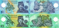 BRUNEI 1996  2 banconote 1+5
