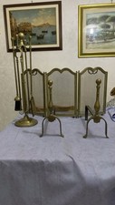 ANTICO SET ATTREZZI DA CAMINO COMPLETO IN OTTONE IN OTTIME CONDIZIONI