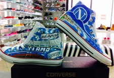 Converse all Star personalizzate disegnate hand made Tifoso del Napoli Vesuvio