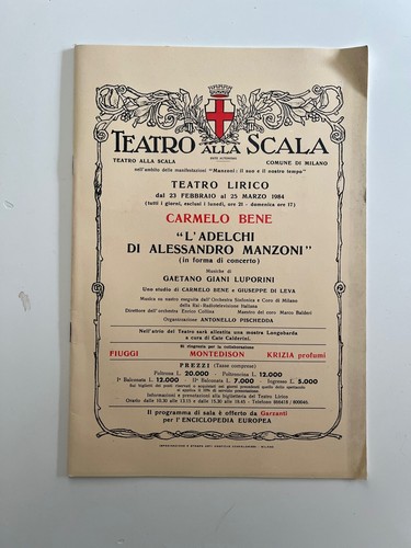 Carmelo bene adelchi - carmelo, programma