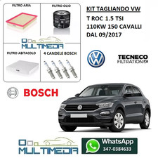 TAGLIANDO FILTRI CANDELE BOSCH VOLKSWAGEN T-ROC 1.5 TSI 150 CAVALLI 110KW